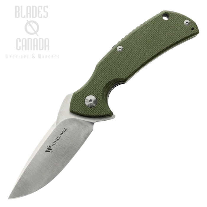 Steel Will Mini Plague Doctor Flipper Folding Knife, D2 Satin, G10 Green, F16M-02